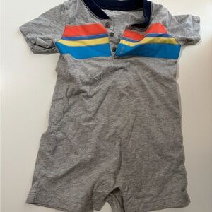 Carter's Gray Romper with Bold Stripes